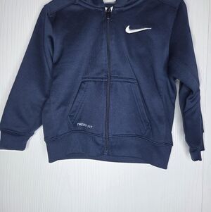 Nike Navy Full-Zip Therma-FIT Hoodie with White Swoosh-Size 2T